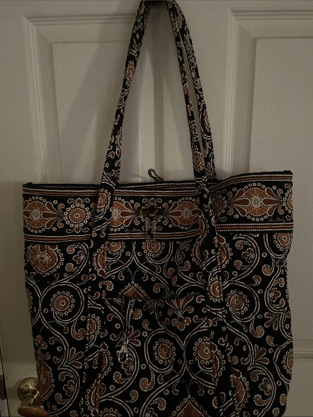Vera Bradley Quilted Paisley Tote in Black and Brown